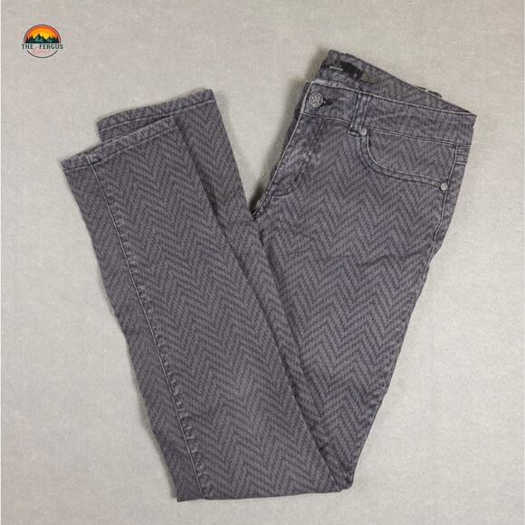 Prana Skinny Jeans Gray Herringbone Medium Wash Pockets Denim Women's Size 6 - Picture 1 of 10